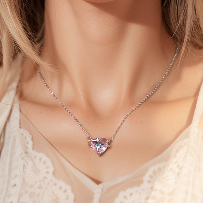 Collar Corazon Rosa & Estrellas