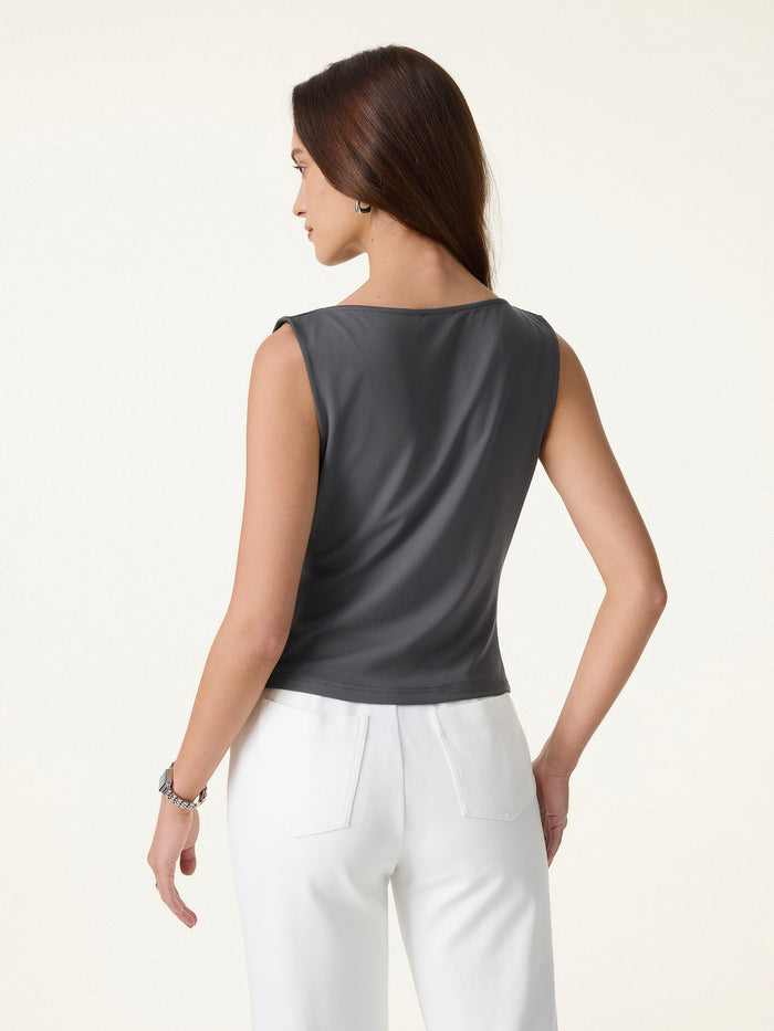 OGLmove Cowl Neck Tucked Sleeveless Top