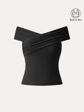 OGLmove Criss Cross Off Shoulder New Airy Bra Top Black XS
