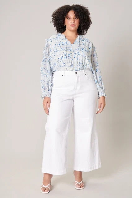 Curvy Girl Corinna Paisley Raj Balloon Sleeve - Greige Goods