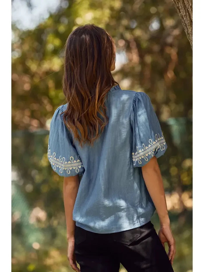 Curvy Girl Embroidered Blouse - Greige Goods