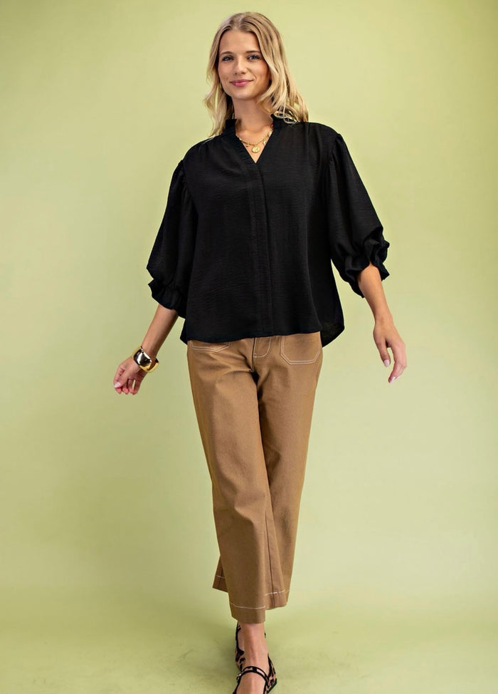 Curvy Rosette Ruffle Blouse