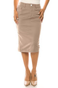 Curvy Sandstone Denim Skirt