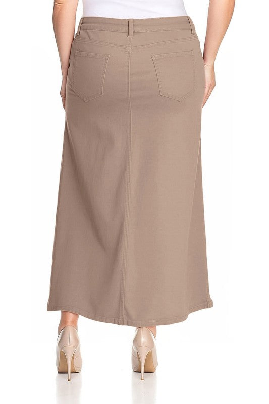 Curvy Sandstone Denim Skirt