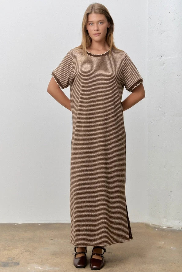 Curvy Striped Knit Midi Dress