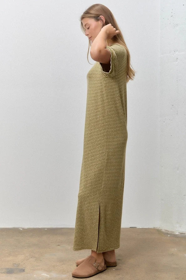 Curvy Striped Knit Midi Dress