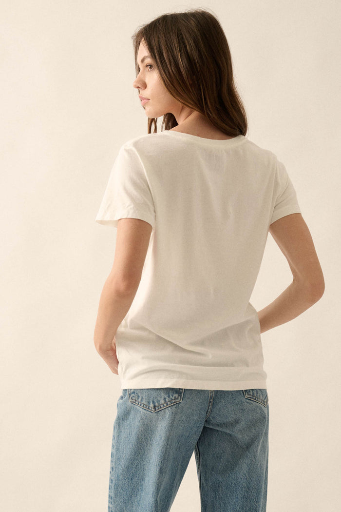 Dandelion Season V-Neck Floral Graphic Tee - ShopPromesa