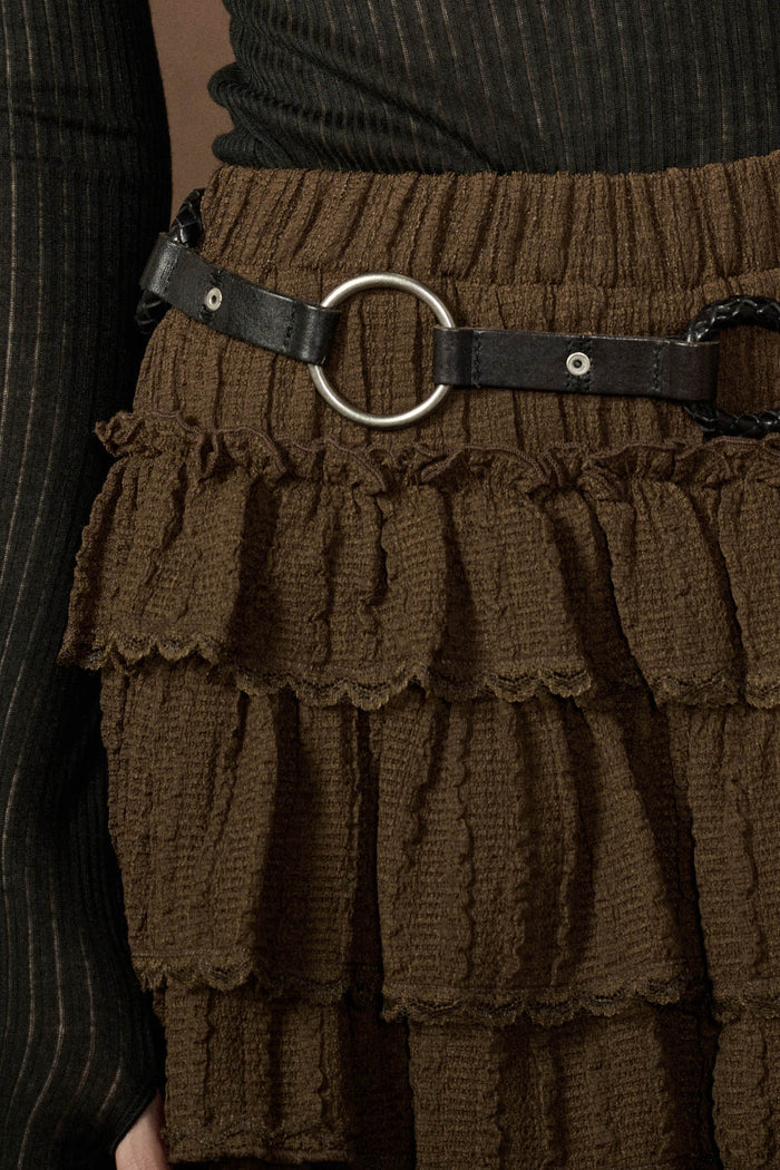 Darling Doll Ruffled Bouclé-Knit Lace-Trim Mini Skort - ShopPromesa