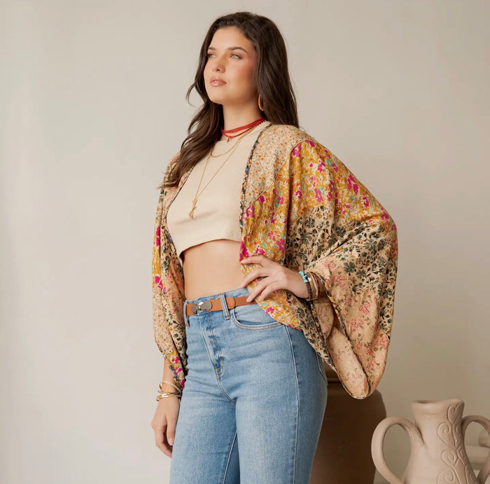 Denim Patchwork Kaftan Poncho