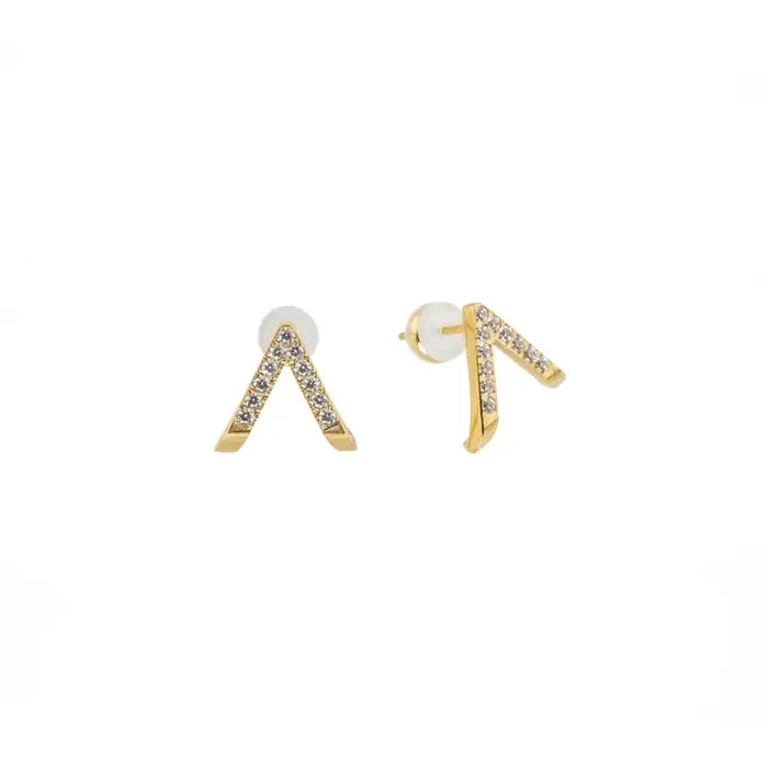 Diamond V Studs - Greige Goods