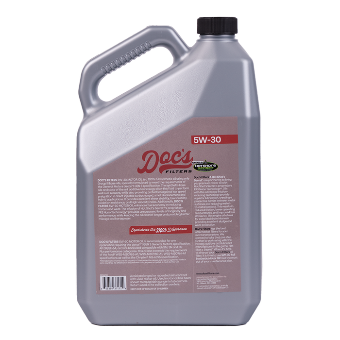 Doc’s Auto Parts 5W-30 Full Synthetic Motor Oil back