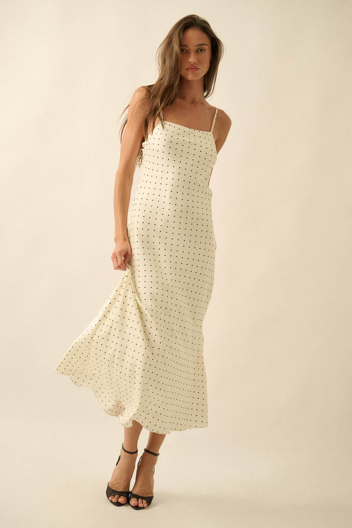 Dot to Dot Polka Dot-Print Satin Midi Slip Dress - ShopPromesa