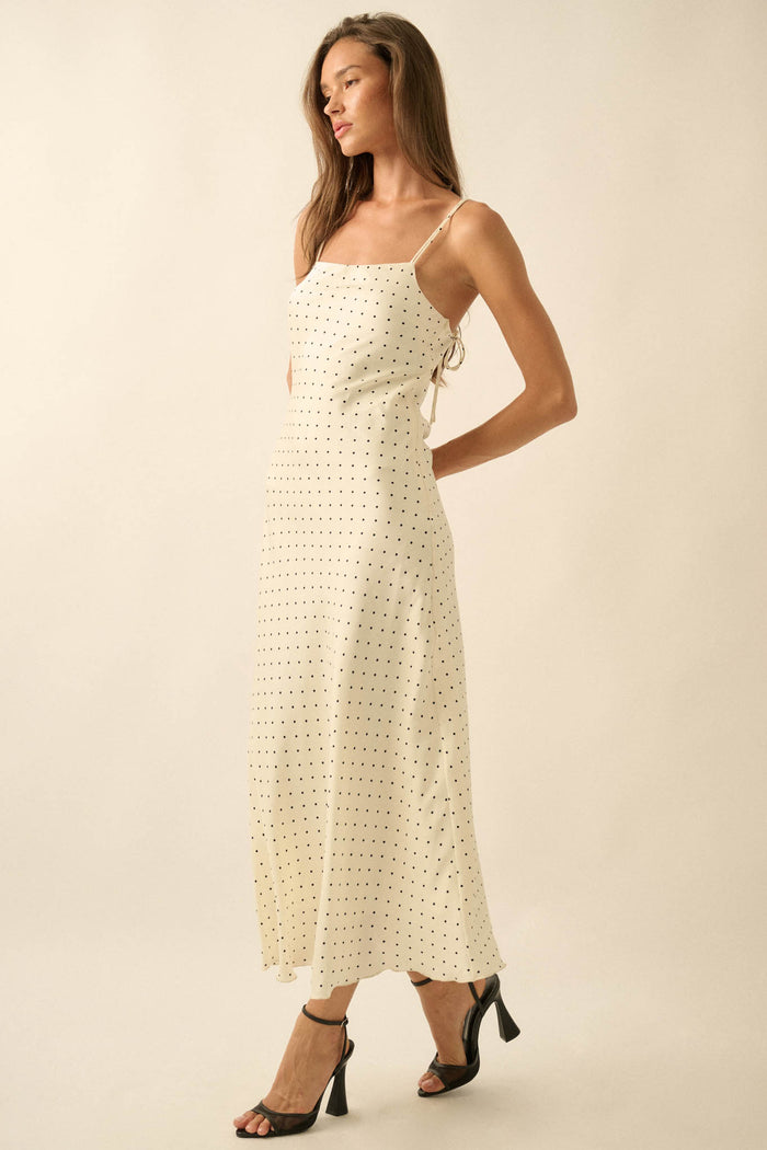 Dot to Dot Polka Dot-Print Satin Midi Slip Dress - ShopPromesa