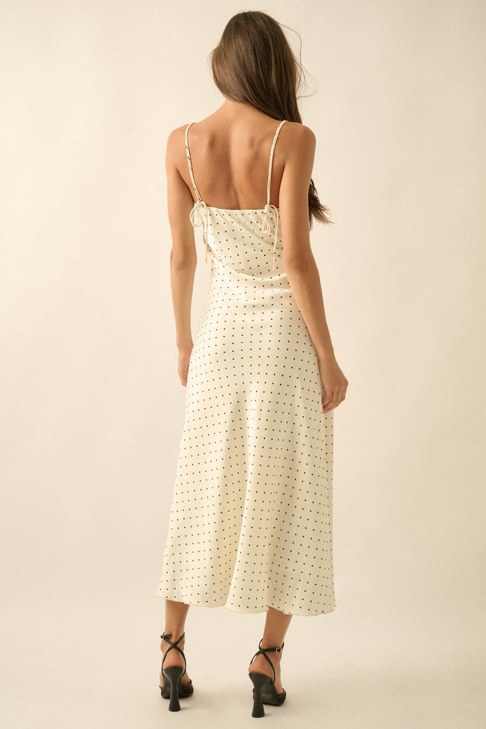 Dot to Dot Polka Dot-Print Satin Midi Slip Dress - ShopPromesa