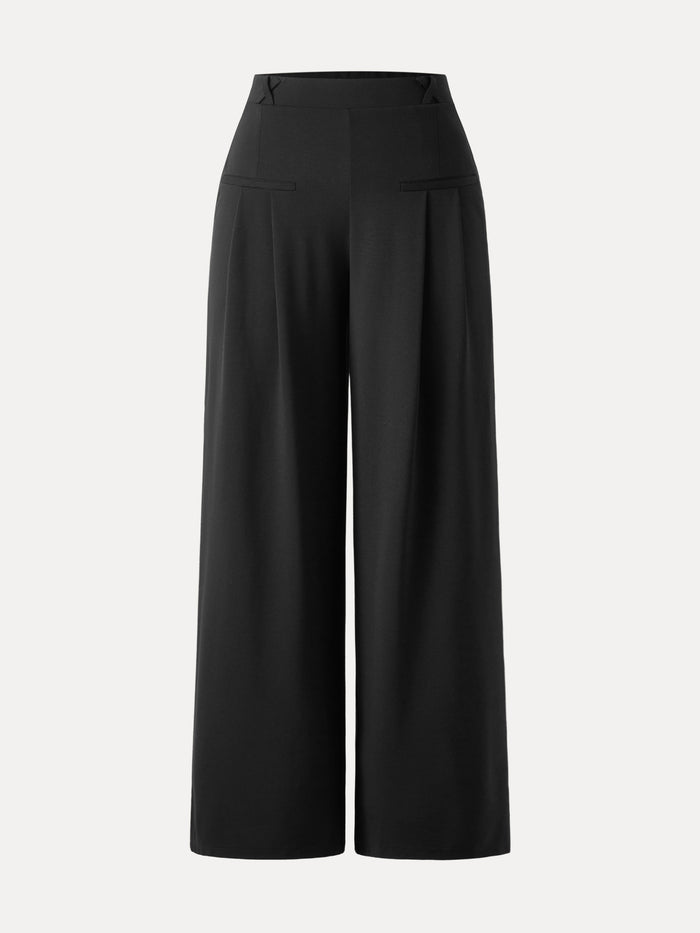 OGLmove Drapey Bamboo Ponte Mid Rise Wide Leg Trouser with Pockets