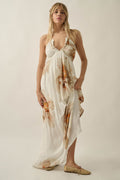 Dreams Abloom Floral Crepe Tie-Back Halter Maxi Dress - ShopPromesa