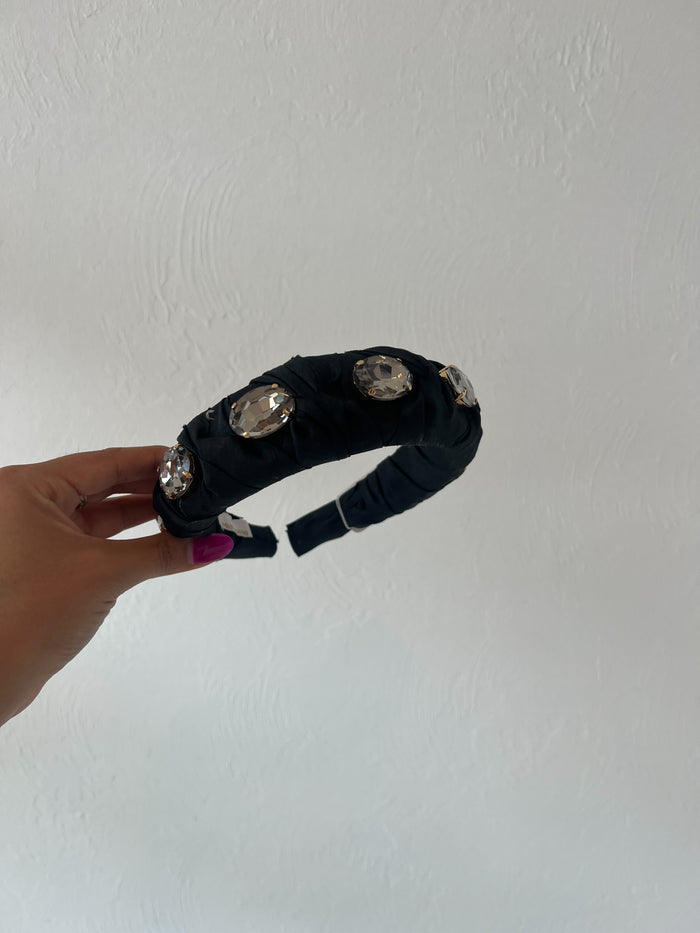 Dupioni Crystal Puff Headband - Greige Goods