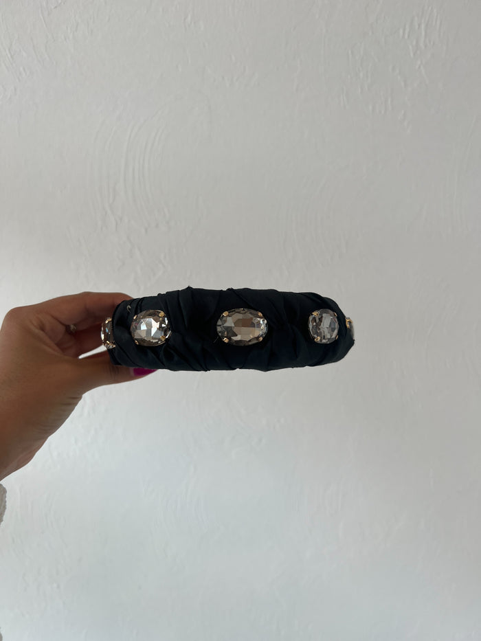 Dupioni Crystal Puff Headband - Greige Goods