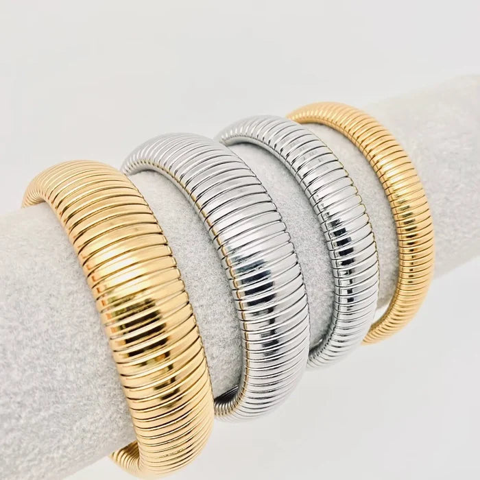 Elastic Stainless Steel Bangle - Greige Goods
