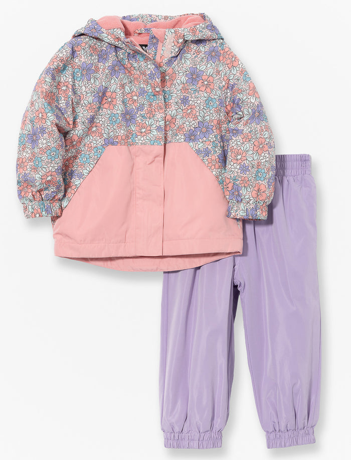 Ensemble de pluie doublé en polar - bébé fille