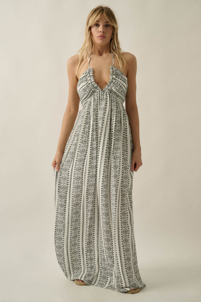 Faraway Beauty Medallion-Print Halter Maxi Dress - ShopPromesa