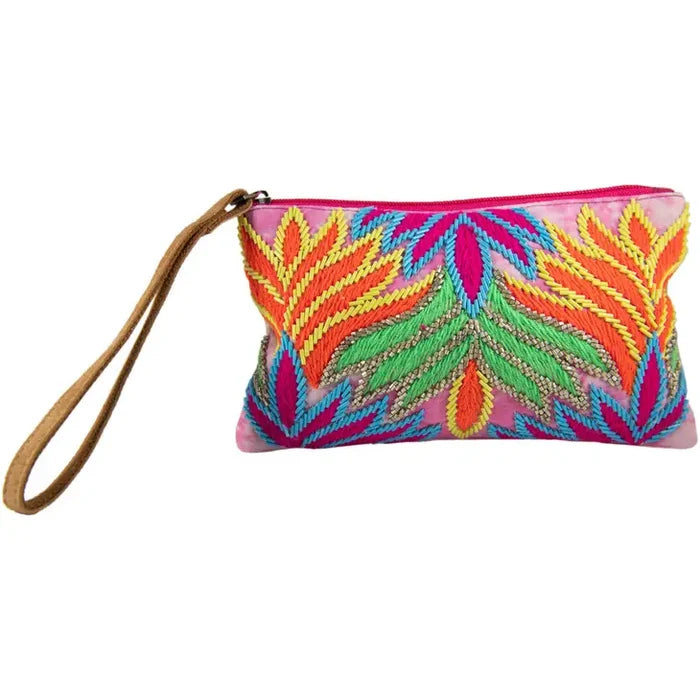 Feather Beaded Wristlet - Greige Goods