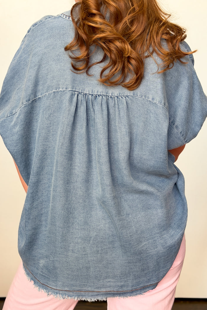 Fraying & Slaying Denim Blouse