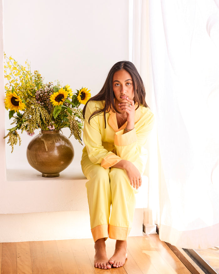 Glow In Yellow Adult Bamboo Cotton Long Sleeve Shirt & Pant Pyjama Set