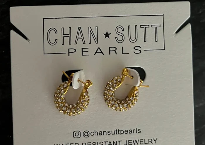 Gold Diamond Hoops - Greige Goods