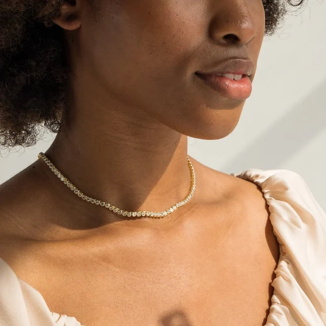 Gold Diamond Tennis Necklace - Greige Goods
