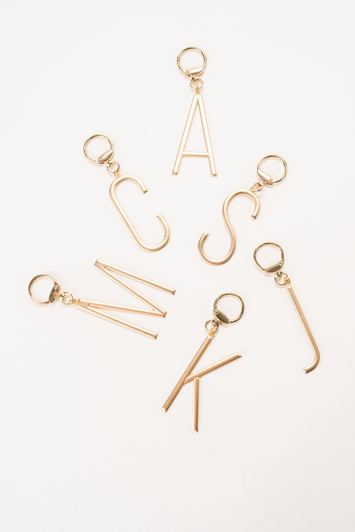 Gold Large Initial Bag Charm - Greige Goods