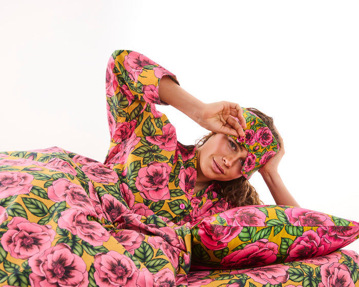 Golden Peony Adult Organic Cotton Long Sleeve Shirt & Pant Pyjama Set