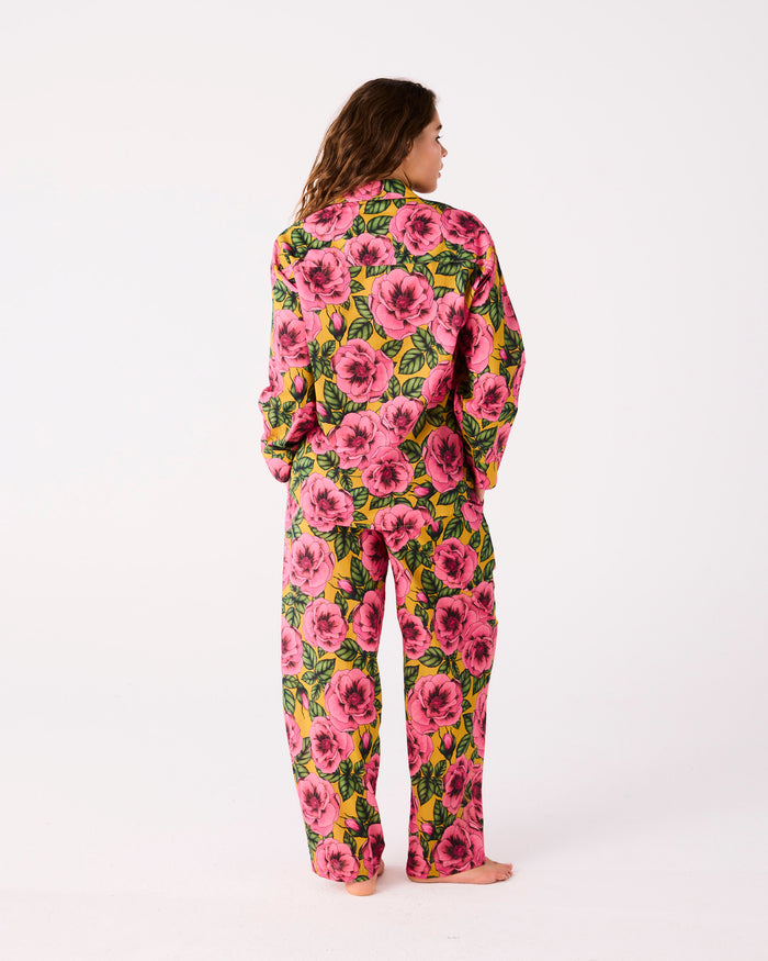 Golden Peony Adult Organic Cotton Long Sleeve Shirt & Pant Pyjama Set