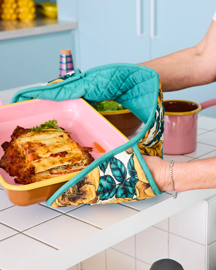 Golden Peony Double Oven Mitt
