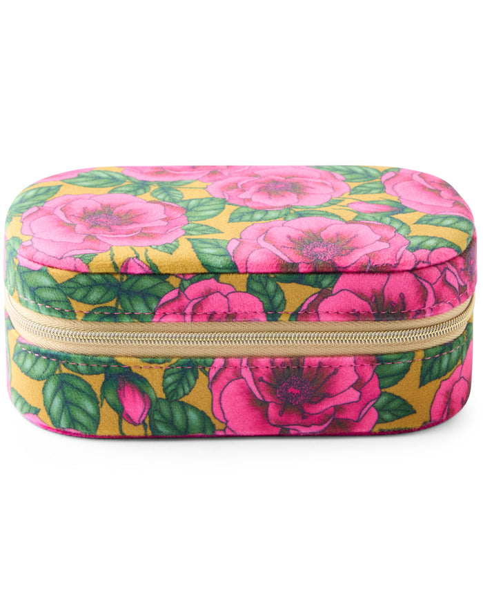 Golden Peony Travel Velvet Jewellery Box