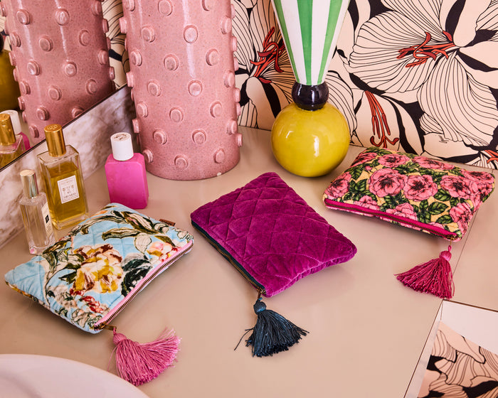 Golden Peony Velvet Cosmetics Purse