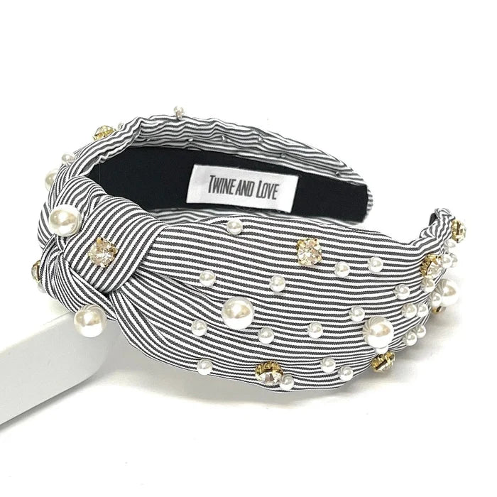 Gray Striped Knot Headband - Greige Goods
