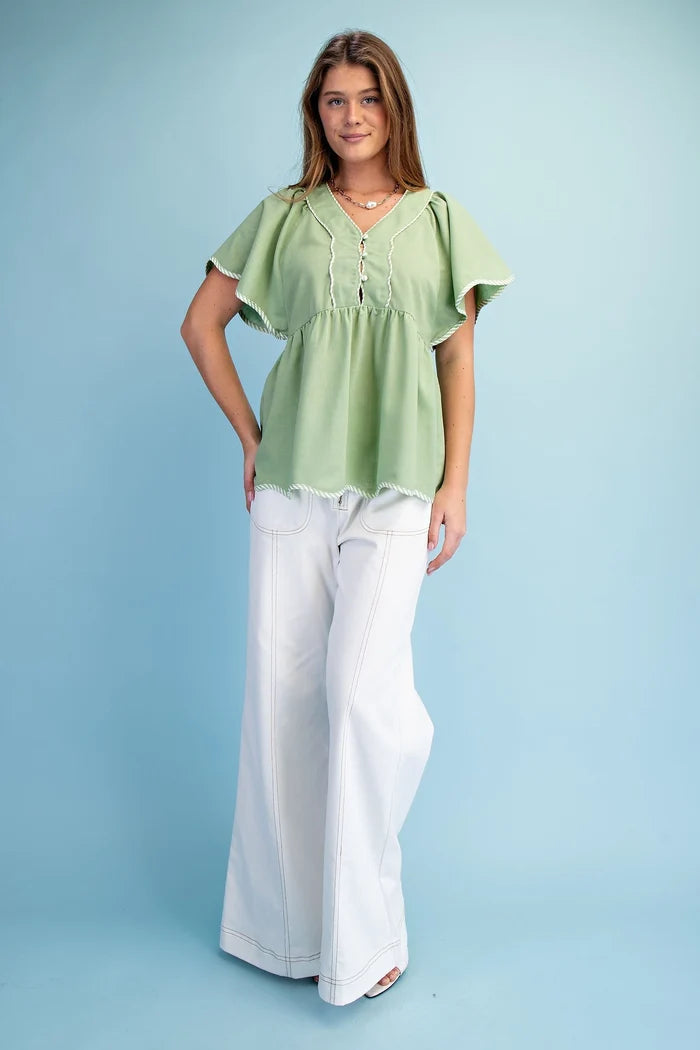 Green Apple Babydoll Top