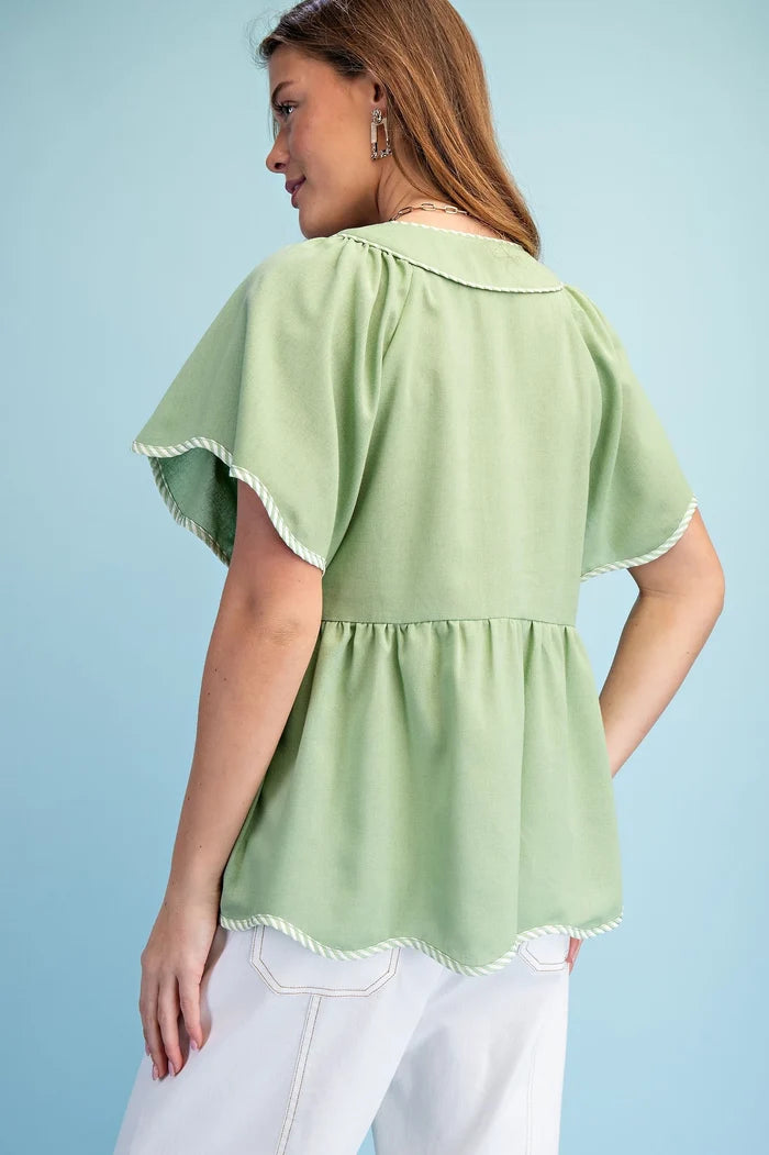 Green Apple Babydoll Top