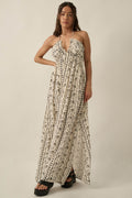 Growing My Way Floral-Stripe Crepe Halter Maxi Dress - ShopPromesa