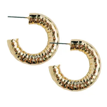 Hammered Hoop Earrings - Greige Goods