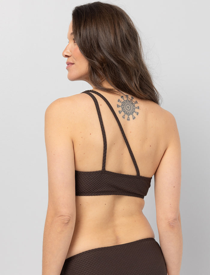 Haut de bikini texturé à une bretelle