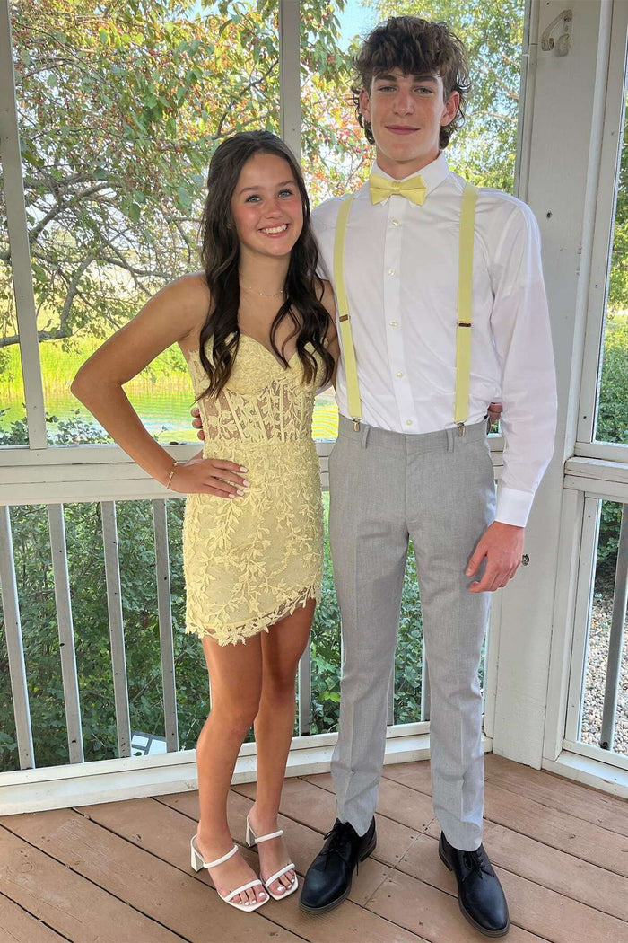 Hot Pink Lace Tight Short Homecoming Dress