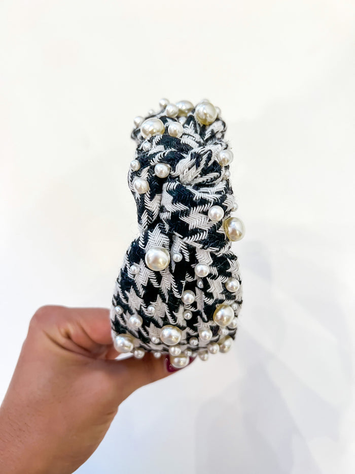 Houndstooth Pearl Headband - Greige Goods