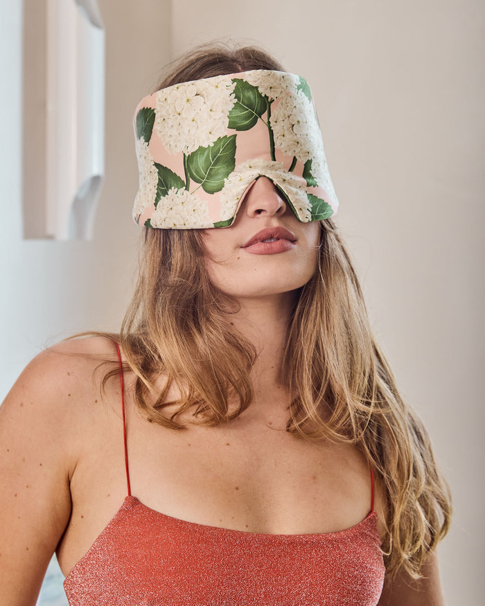 Hydrangea Pink Block Out Silk Eye Mask