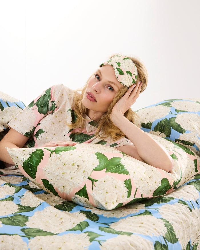 Hydrangea Pink Silk Pillowcase