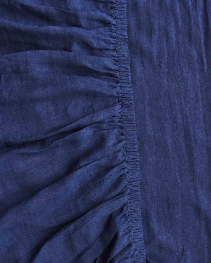 Indigo Linen Fitted Sheet (US)