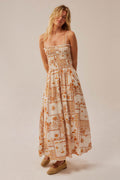 Island Song Tropical-Print Smocked Midi Dress - ShopPromesa
