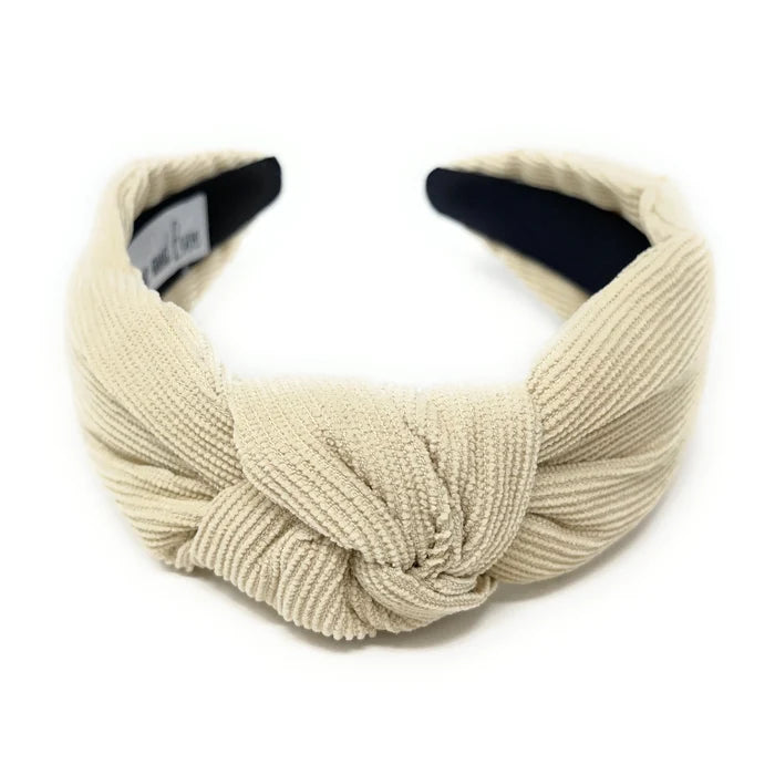 Ivory Corduroy Knotted Headband - Greige Goods