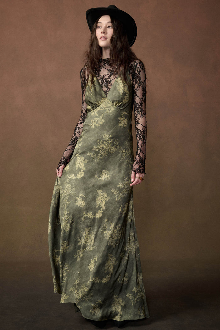 Jade Garden Floral Satin Open-Back Maxi Slip Dress - ShopPromesa